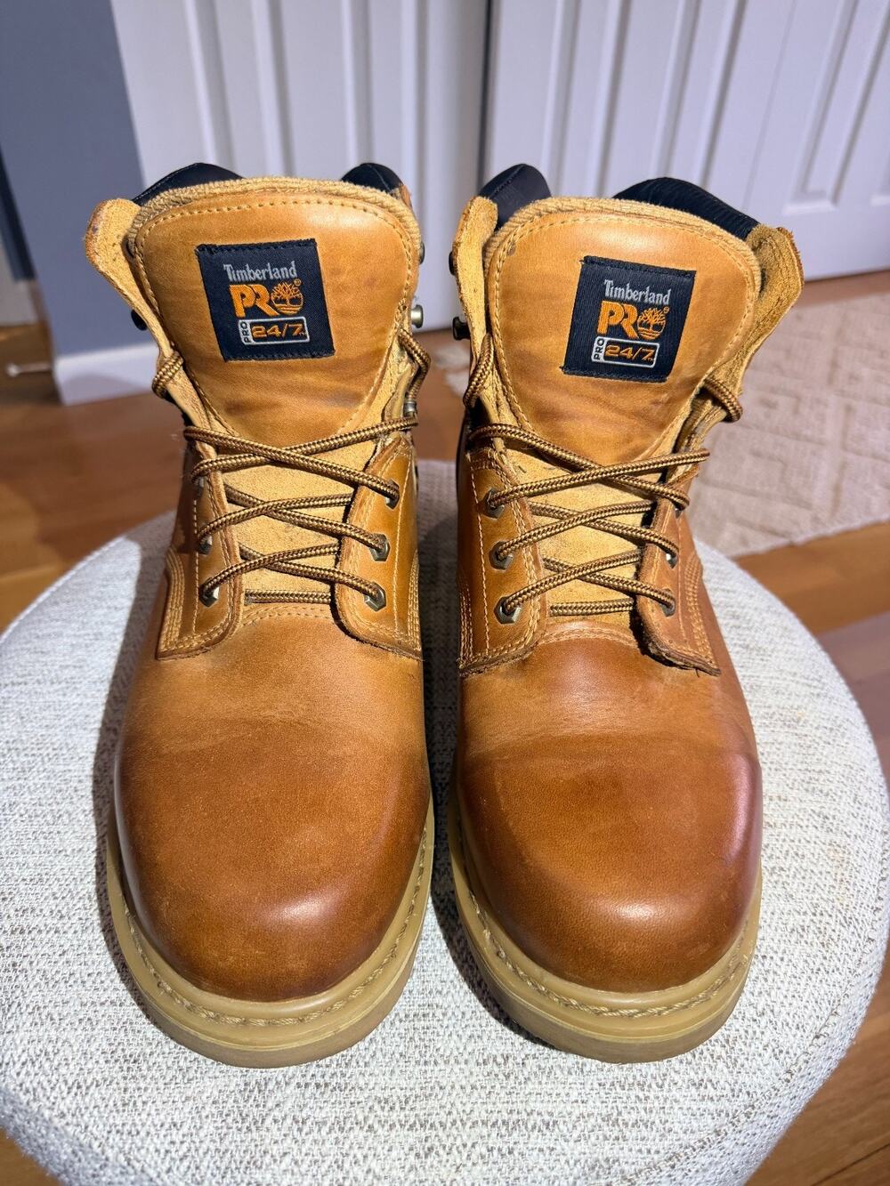 Timberland PRO 24/7 Work Boots Men’s 14W Wheat Leather Soft Toe Size 14 Wide